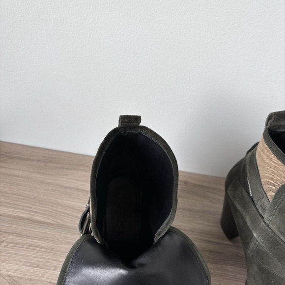 Burberry Ankle Boots Suede Chunky Heel Boots Green - Nova Check Plaide Sz 10 us - Picture 5 of 11
